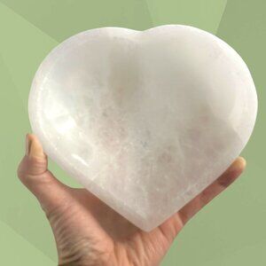 Selenite Charging Heart Shape Bowls Crystal Cleansing XL Huge Size Over 1.5 lbs.